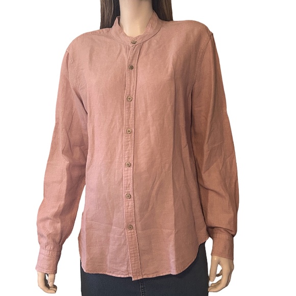 Levi's Button Front Shirt Top Blouse Long Sleeve Linen Cotton Blend Rose Pink - Picture 2 of 15